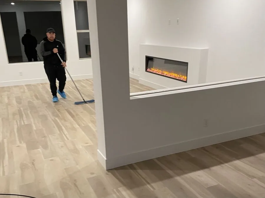 Post-construction luxury home cleaning Las Vegas fireplace